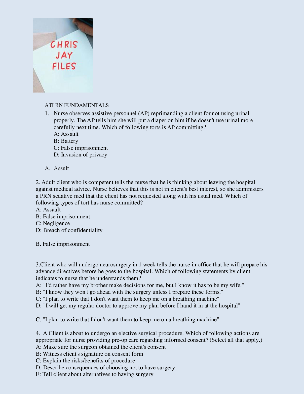 Preview image for ATI RN  FUNDAMENTALS  EXAM PACK-BEST  FOR 2022 EXAM  REVIEW